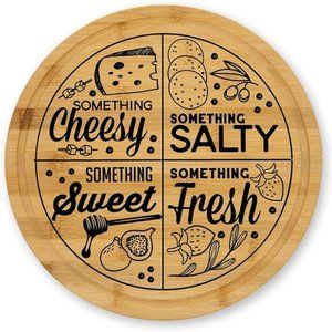 Farberware 12” Round Bamboo Cutting Board – Cheese/Charcuterie Platter